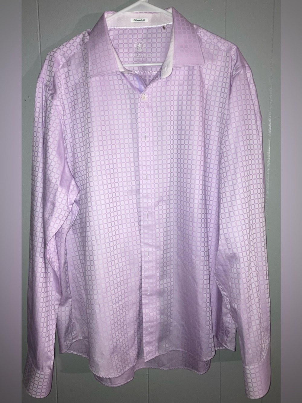 Bugatchi Lavender Long-Sleeve Dress Shirt W/Basket Weave Pattern  SIZE XXL